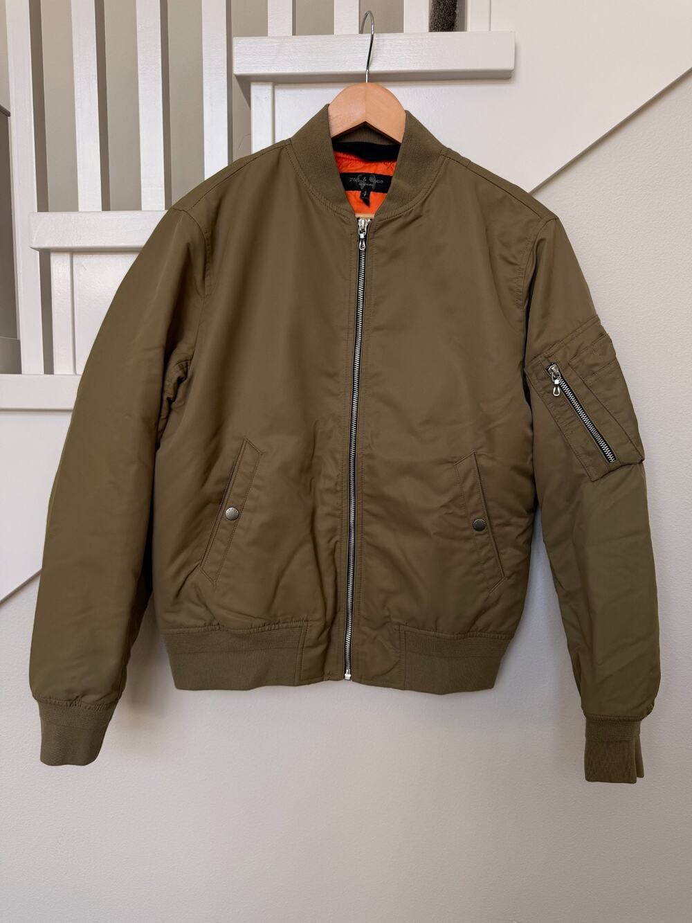 Men's RAG & BONE Bomber Jacket, Army Green Sz Small